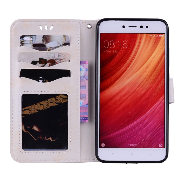 Imprinted Loving Heart Leather Wallet Case for Xiaomi Redmi Note 5A Prime / Redmi Y1 - White-5