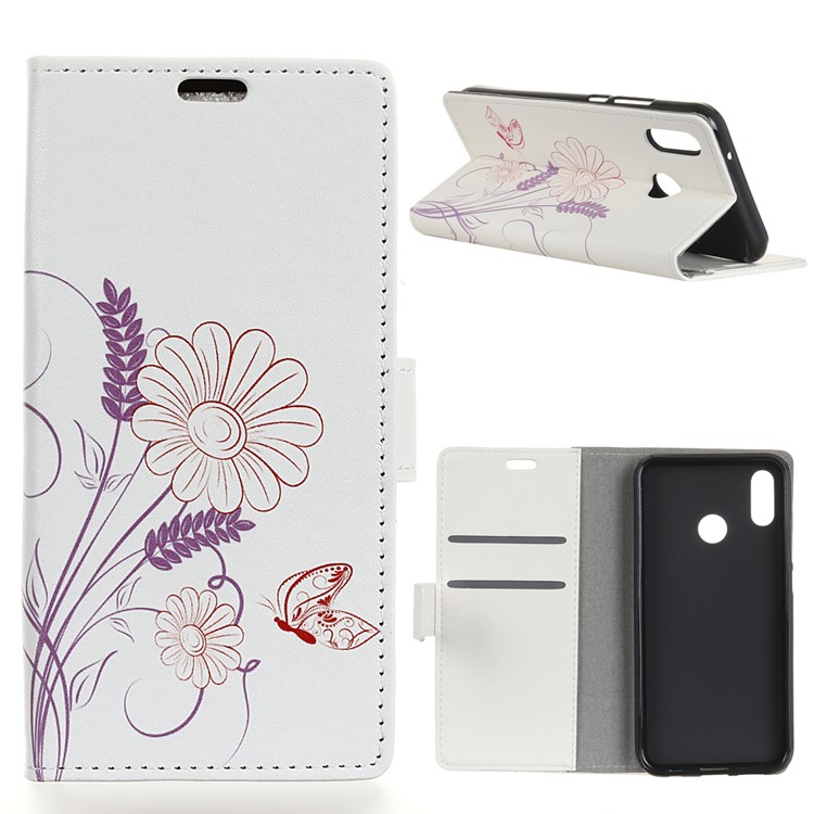 Pattern Printing Leather Wallet Case for Xiaomi Mi 6X / Mi A2 - Flower Pattern-1