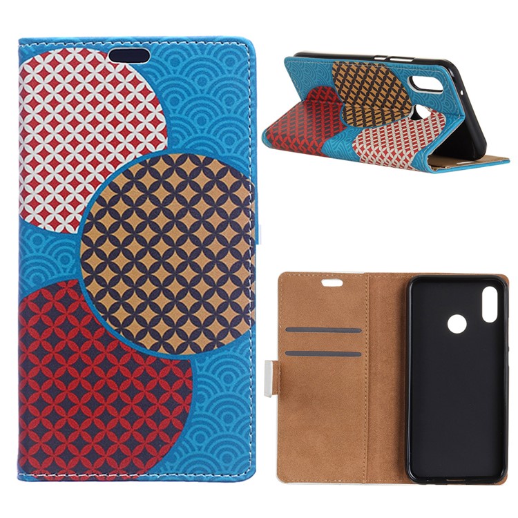 Patterned PU Leather Wallet Magnetic Phone Casing with Stand for Xiaomi Mi 6X - Seamless Circle Pattern-1