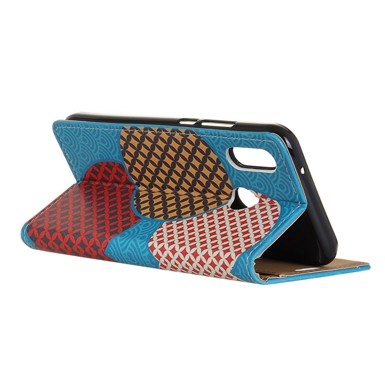 Patterned PU Leather Wallet Magnetic Phone Casing with Stand for Xiaomi Mi 6X - Seamless Circle Pattern-4