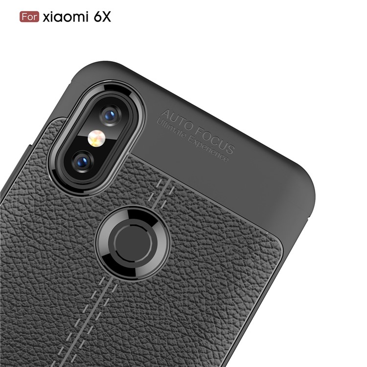 Litchi Texture TPU Case for Xiaomi Mi 6X - Black-10