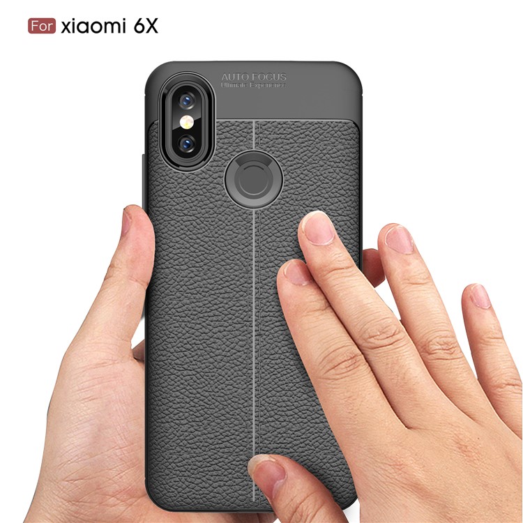 Litchi Texture TPU Case for Xiaomi Mi 6X - Black-11