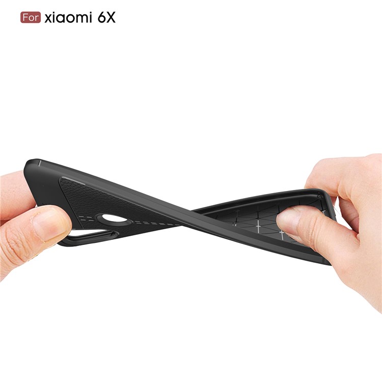 Litchi Texture TPU Case for Xiaomi Mi 6X - Black-12