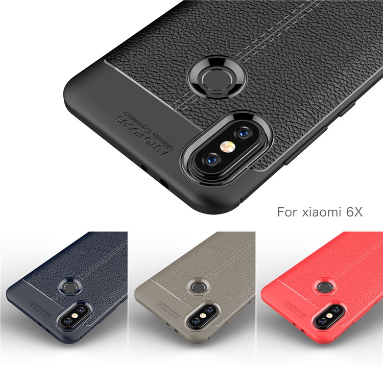 Litchi Texture TPU Case for Xiaomi Mi 6X - Black-13