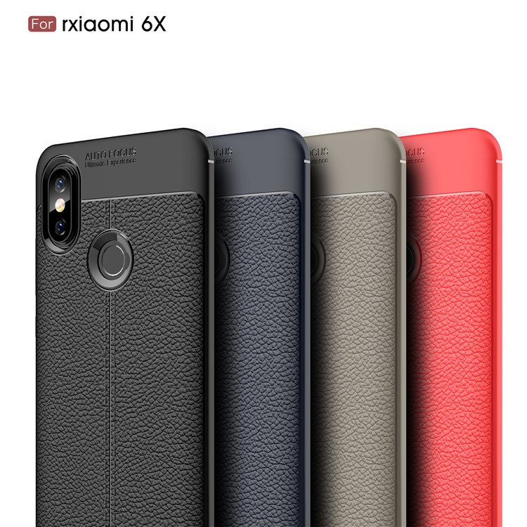 Litchi Texture TPU Case for Xiaomi Mi 6X - Black-14
