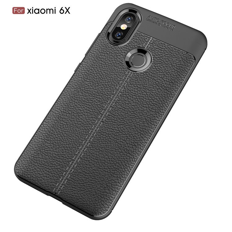 Litchi Texture TPU Case for Xiaomi Mi 6X - Black-2