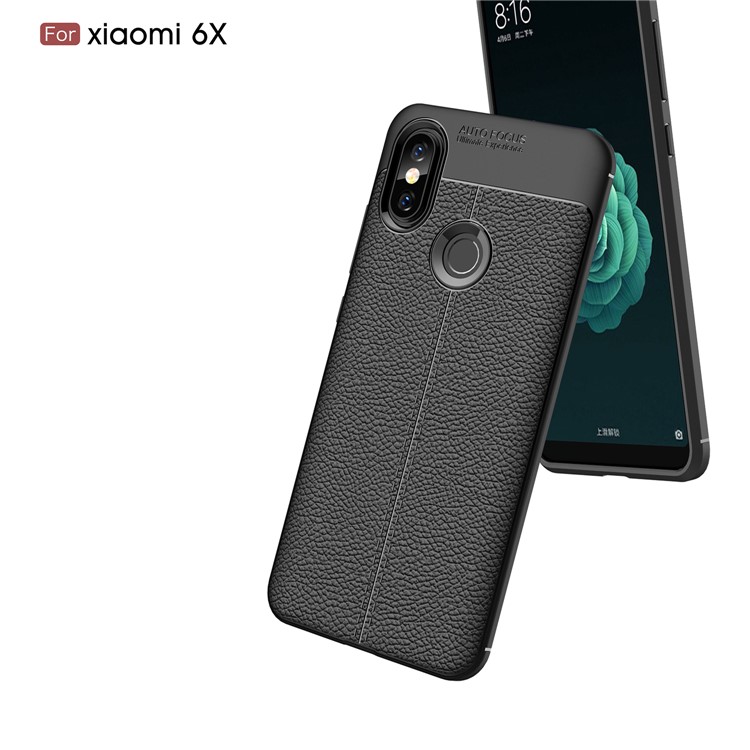 Litchi Texture TPU Case for Xiaomi Mi 6X - Black-3