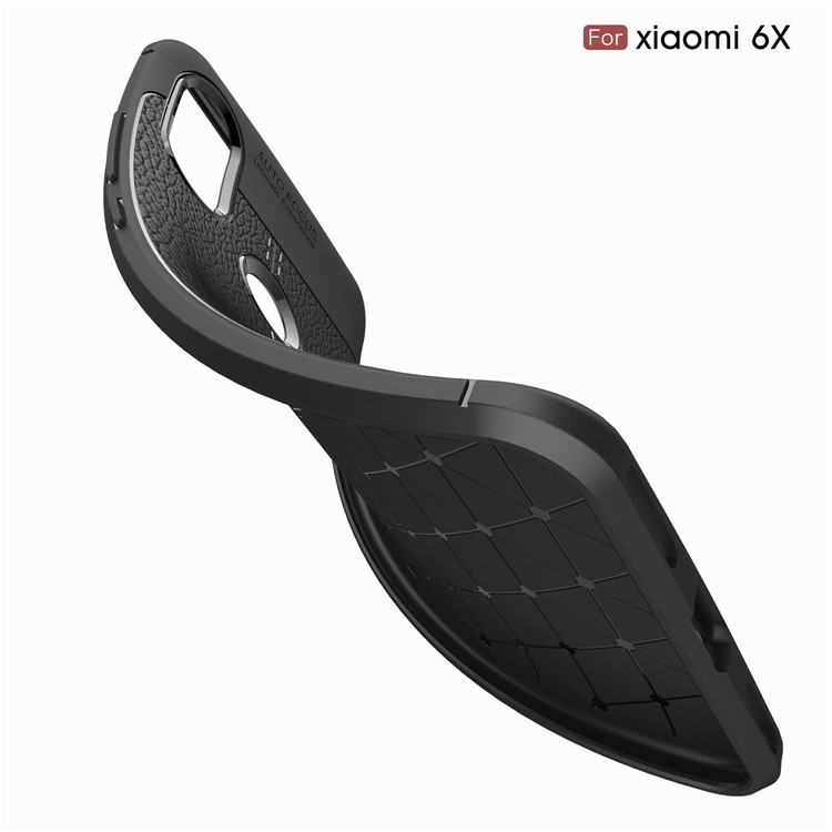 Litchi Texture TPU Case for Xiaomi Mi 6X - Black-4