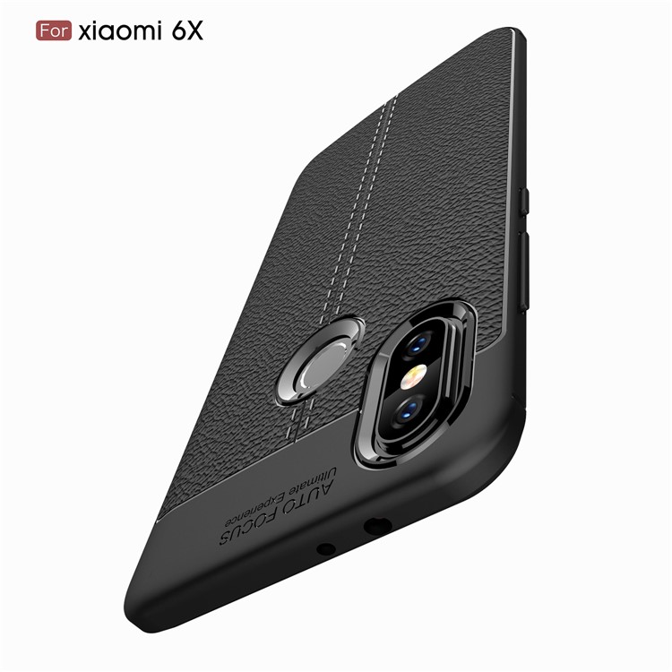 Litchi Texture TPU Case for Xiaomi Mi 6X - Black-5