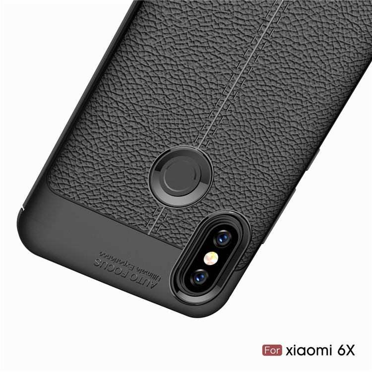Litchi Texture TPU Case for Xiaomi Mi 6X - Black-6