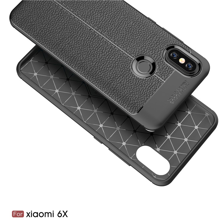 Litchi Texture TPU Case for Xiaomi Mi 6X - Black-7