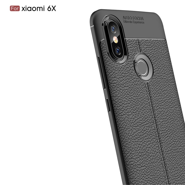 Litchi Texture TPU Case for Xiaomi Mi 6X - Black-8