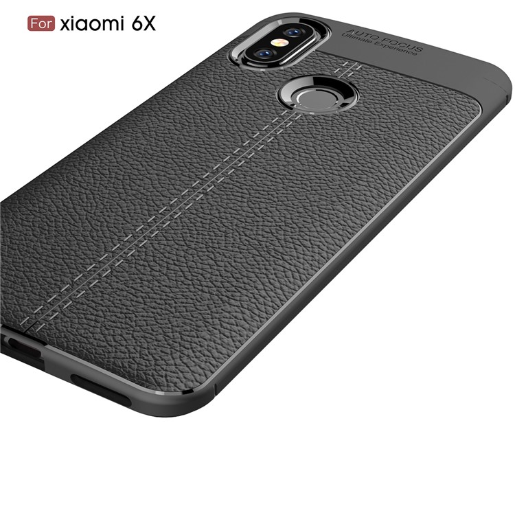 Litchi Texture TPU Case for Xiaomi Mi 6X - Black-9