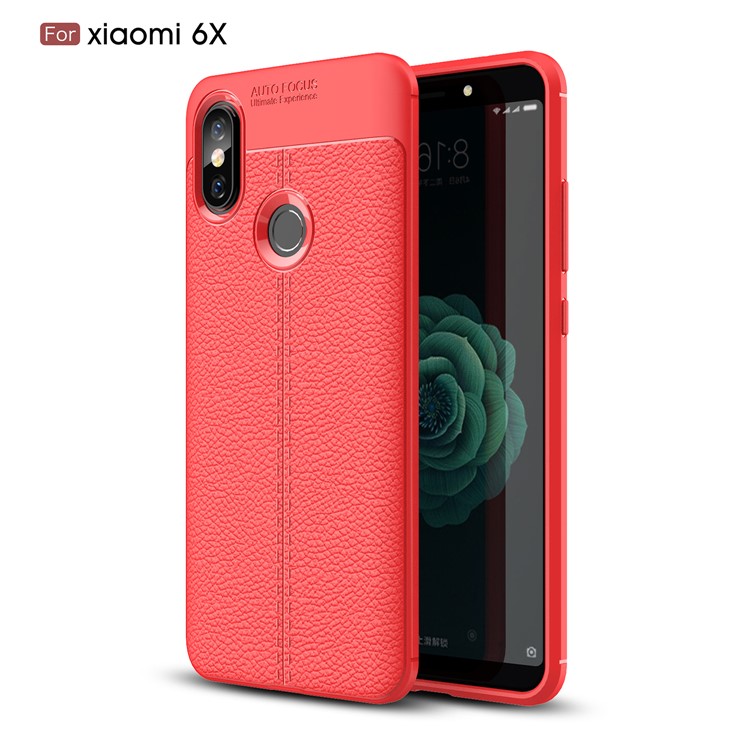 Litchi Texture TPU Phone Case for Xiaomi Mi A2 / Mi 6X - Red-1