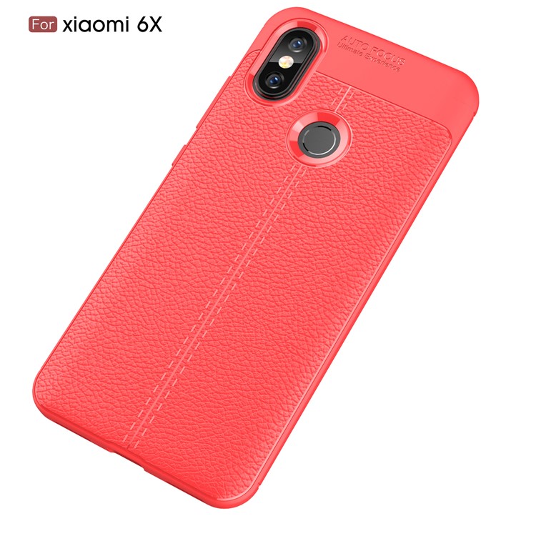 Litchi Texture TPU Phone Case for Xiaomi Mi A2 / Mi 6X - Red-2
