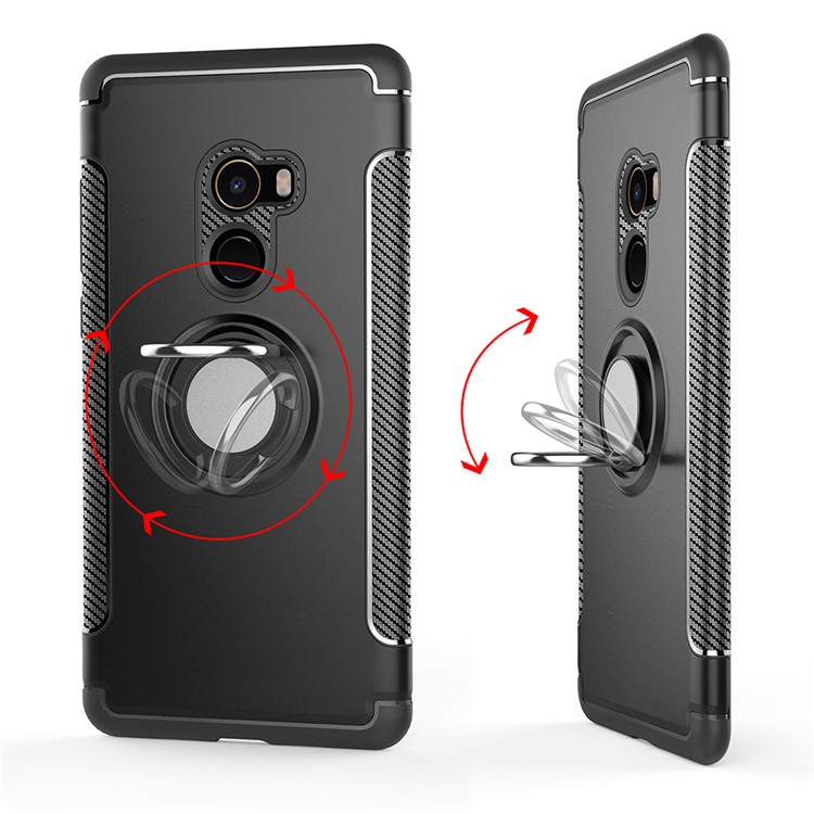 Magnetic Ring Holder TPU PC Hybrid Phone Case for Xiaomi Mi Mix 2 - Black-2