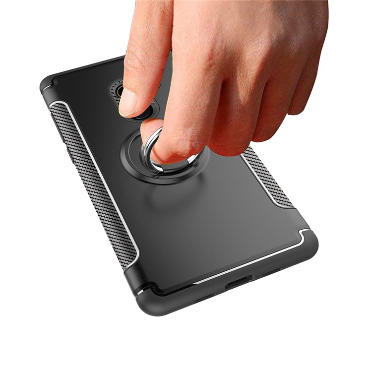 Magnetic Ring Holder TPU PC Hybrid Phone Case for Xiaomi Mi Mix 2 - Black-4