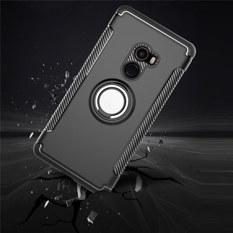 Magnetic Ring Holder TPU PC Hybrid Phone Case for Xiaomi Mi Mix 2 - Black-6