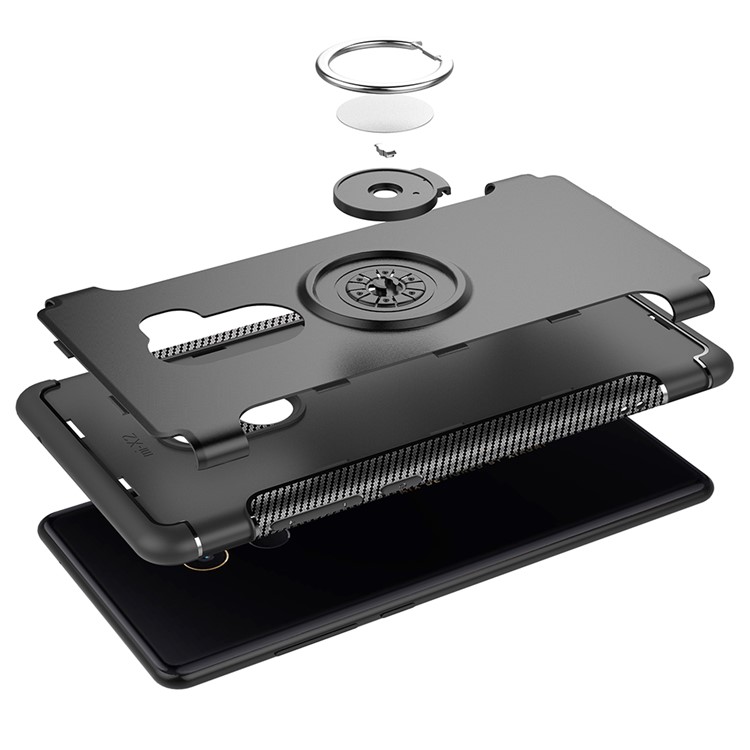 Magnetic Ring Holder TPU PC Hybrid Phone Case for Xiaomi Mi Mix 2 - Black-7