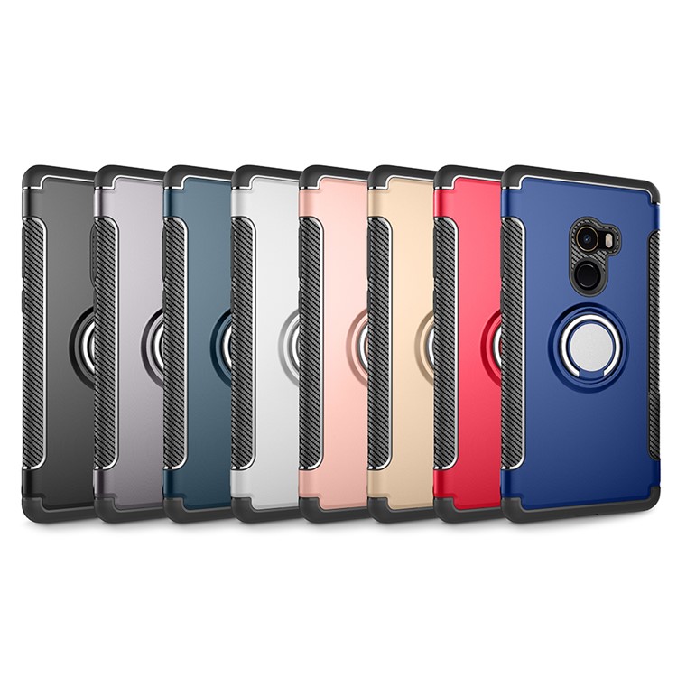 Magnetic Ring Holder TPU PC Hybrid Phone Case for Xiaomi Mi Mix 2 - Black-8