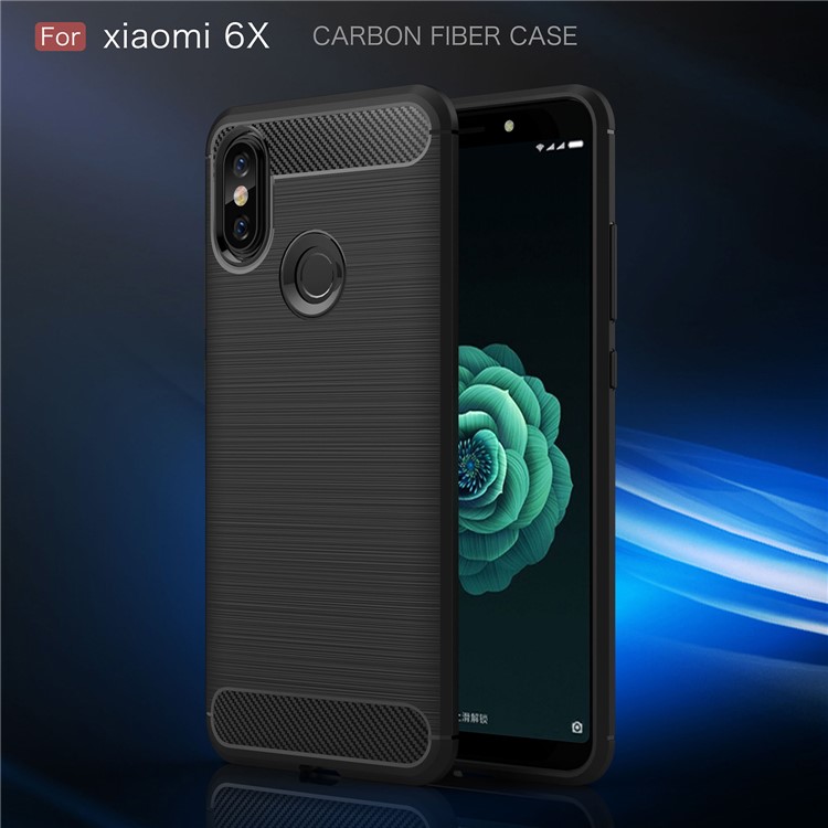 Carbon Fibre Brushed TPU Case for Xiaomi Mi A2 / Mi 6X - Black-2