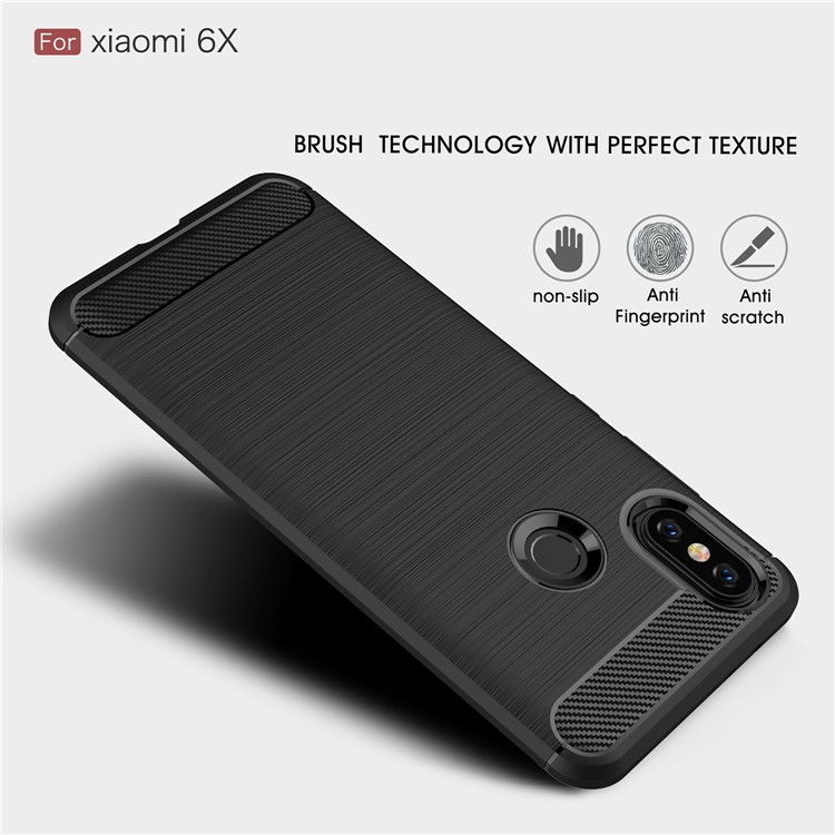 Carbon Fibre Brushed TPU Case for Xiaomi Mi A2 / Mi 6X - Black-3