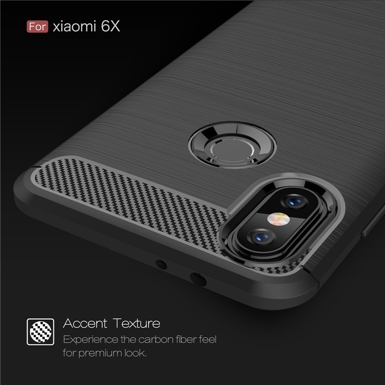 Carbon Fibre Brushed TPU Case for Xiaomi Mi A2 / Mi 6X - Black-4