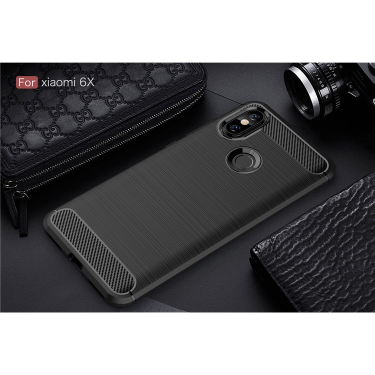 Carbon Fibre Brushed TPU Case for Xiaomi Mi A2 / Mi 6X - Black-9