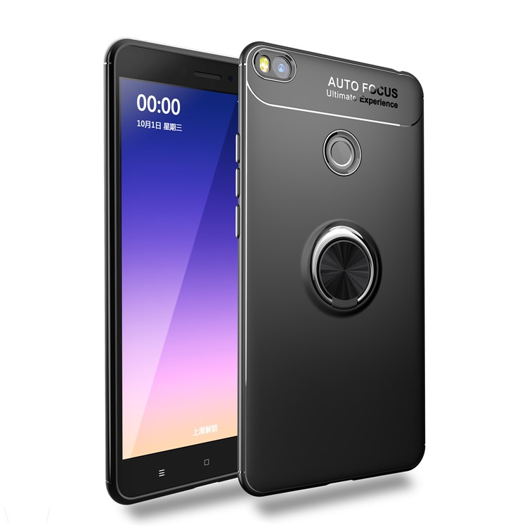 Finger Ring Kickstand TPU Case for Xiaomi Mi Max 2 (Built-in Metal Sheet) - Black-1