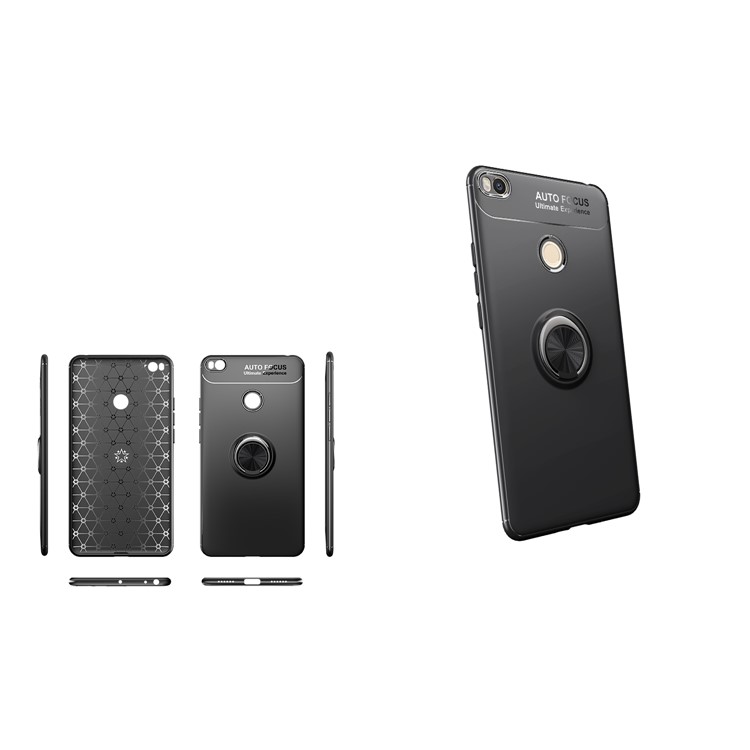 Finger Ring Kickstand TPU Case for Xiaomi Mi Max 2 (Built-in Metal Sheet) - Black-25