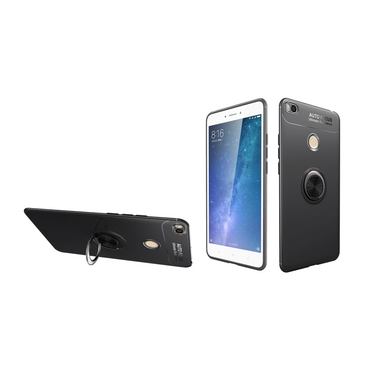 Finger Ring Kickstand TPU Case for Xiaomi Mi Max 2 (Built-in Metal Sheet) - Black-29