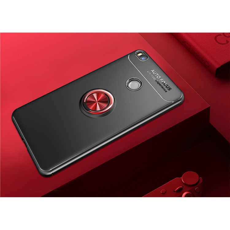 Finger Ring Kickstand TPU Back Case for Xiaomi Mi Max 2 (Built-in Metal Sheet) - Black / Rose Gold-3