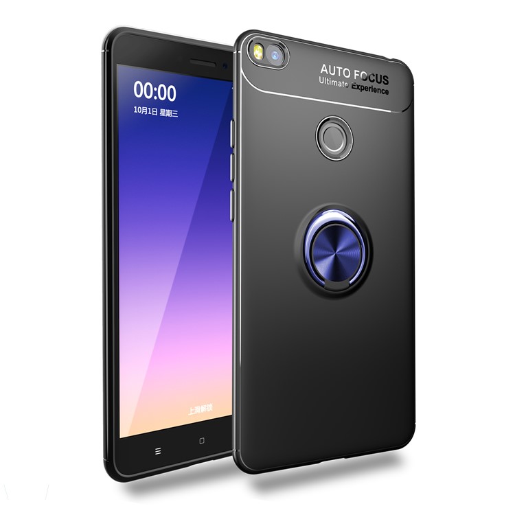 Finger Ring Kickstand TPU Cover Shell Case for Xiaomi Mi Max 2 (Built-in Metal Sheet) - Black / Blue-1