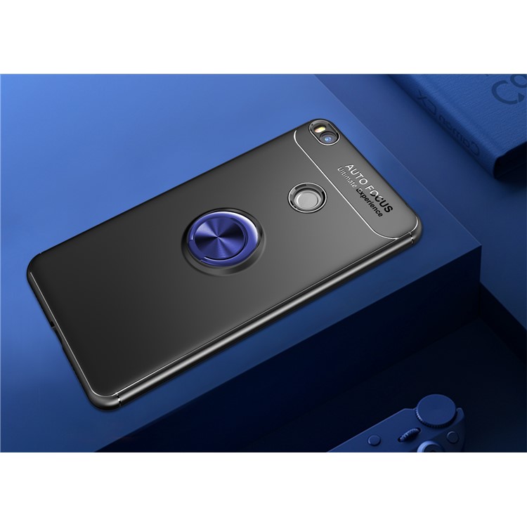 Finger Ring Kickstand TPU Cover Shell Case for Xiaomi Mi Max 2 (Built-in Metal Sheet) - Black / Blue-3