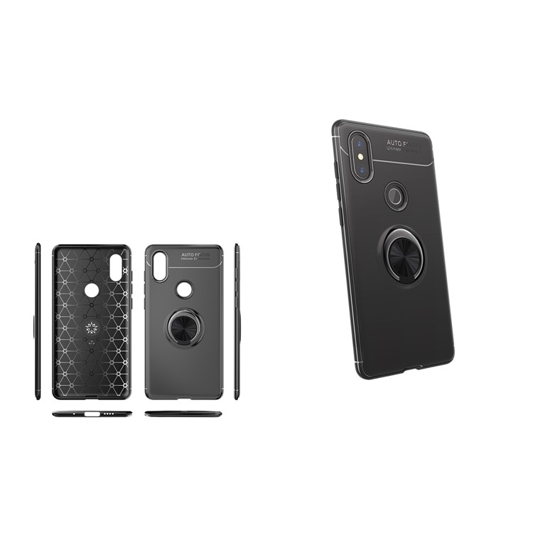 Finger Ring Kickstand TPU Case for Xiaomi Mi Mix 2s (Built-in Metal Sheet) - Black-13