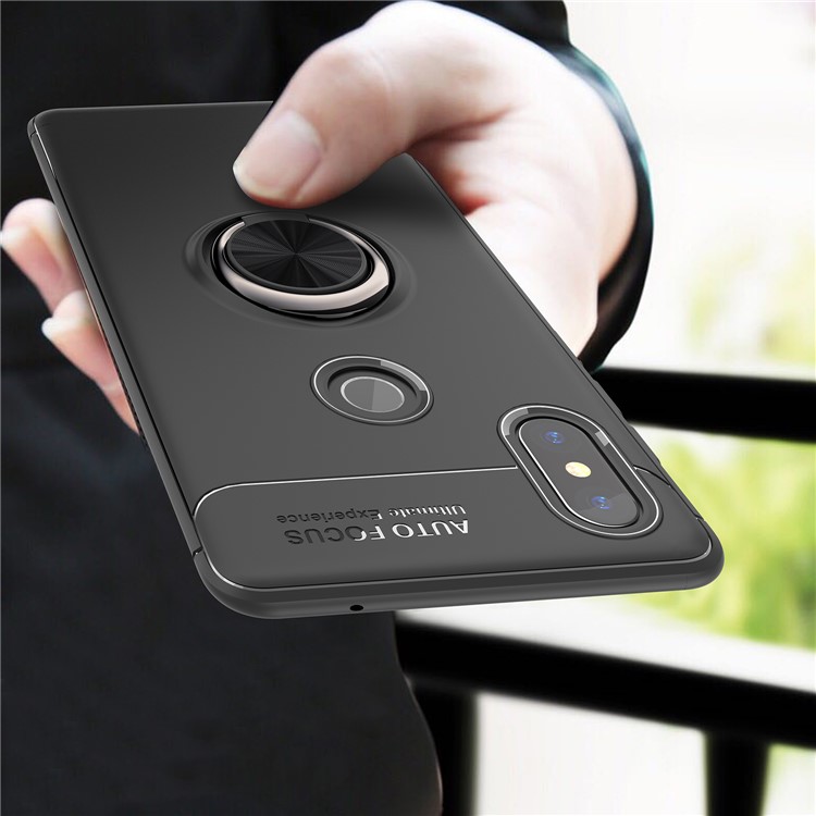 Finger Ring Kickstand TPU Case for Xiaomi Mi Mix 2s (Built-in Metal Sheet) - Black-5