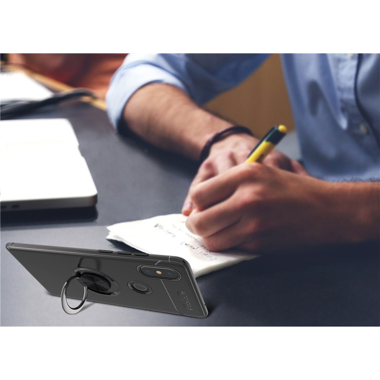 Finger Ring Kickstand TPU Case for Xiaomi Mi Mix 2s (Built-in Metal Sheet) - Black-9