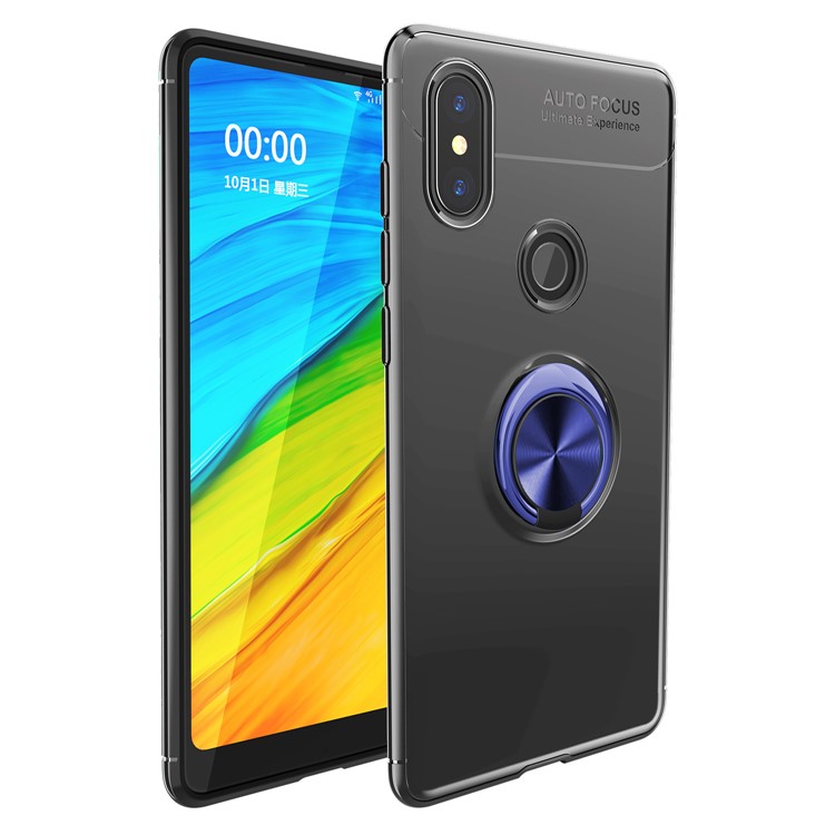 Finger Ring Kickstand TPU Cover for Xiaomi Mi Mix 2s (Built-in Metal Sheet) - Black / Blue-1