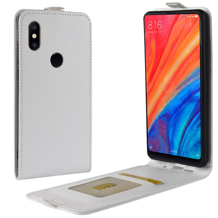 Crazy Horse Vertical Leather Card Holder Cover for Xiaomi Mi Mix 2s - White-1