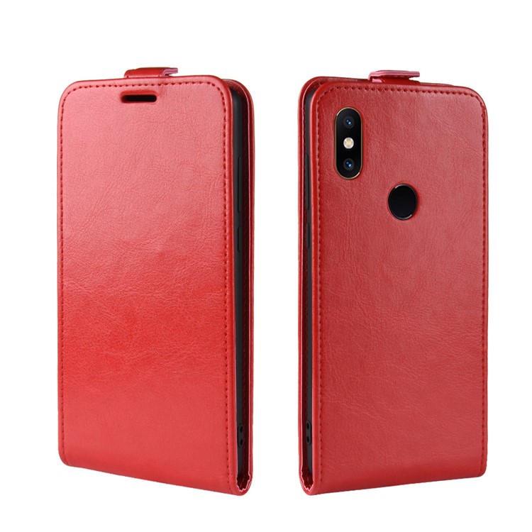 Crazy Horse Vertical Leather Card Holder Phone Casing for Xiaomi Mi Mix 2s - Red-2