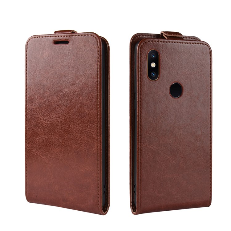 Crazy Horse Vertical Leather Card Holder Mobile Shell for Xiaomi Mi Mix 2s - Brown-2