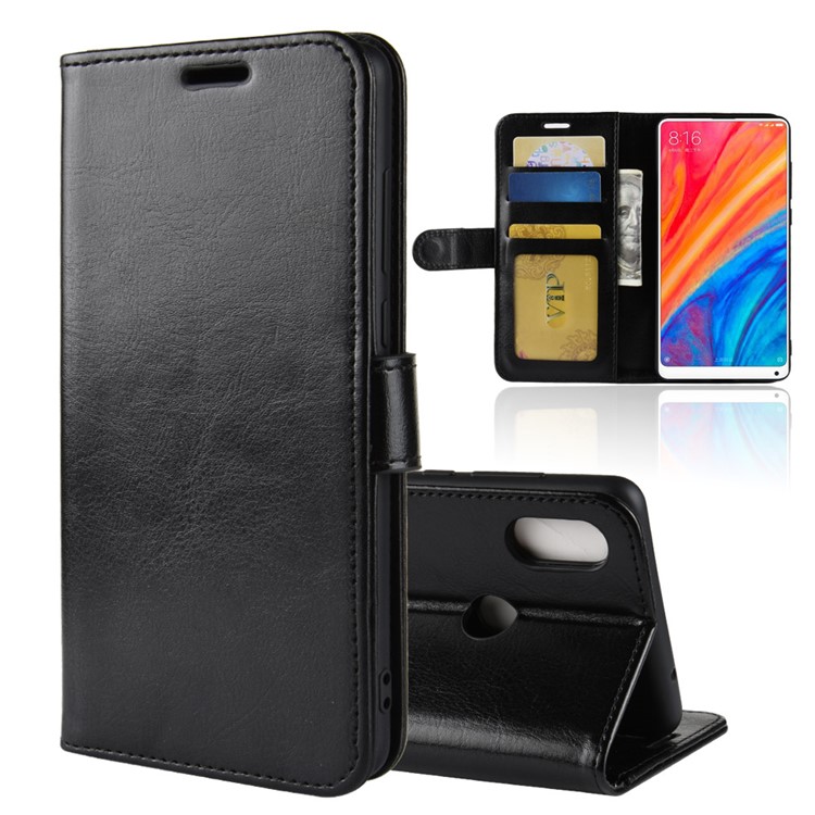 Crazy Horse Wallet Leather Stand Case for Xiaomi Mi Mix 2s - Black-1