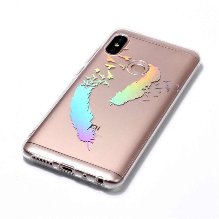 Colorful Laser Carving Patterned TPU Phone Casing for Xiaomi Redmi Note 5 Pro (Dual Camera) / Redmi Note 5 (China) - Two Feathers-4