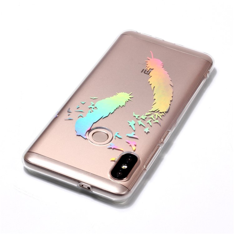 Colorful Laser Carving Patterned TPU Phone Casing for Xiaomi Redmi Note 5 Pro (Dual Camera) / Redmi Note 5 (China) - Two Feathers-5