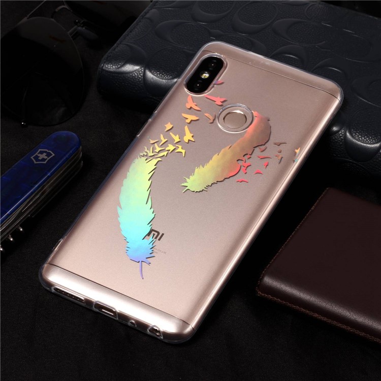 Colorful Laser Carving Patterned TPU Phone Casing for Xiaomi Redmi Note 5 Pro (Dual Camera) / Redmi Note 5 (China) - Two Feathers-6