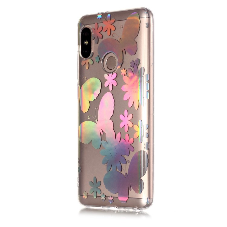 Colorful Laser Carving Patterned TPU Protective Shell for Xiaomi Redmi Note 5 Pro (Dual Camera) / Redmi Note 5 (China) - Butterflies and Flower-3