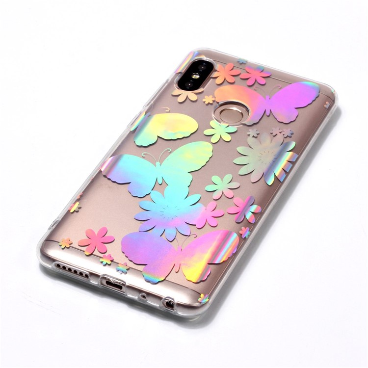 Colorful Laser Carving Patterned TPU Protective Shell for Xiaomi Redmi Note 5 Pro (Dual Camera) / Redmi Note 5 (China) - Butterflies and Flower-4