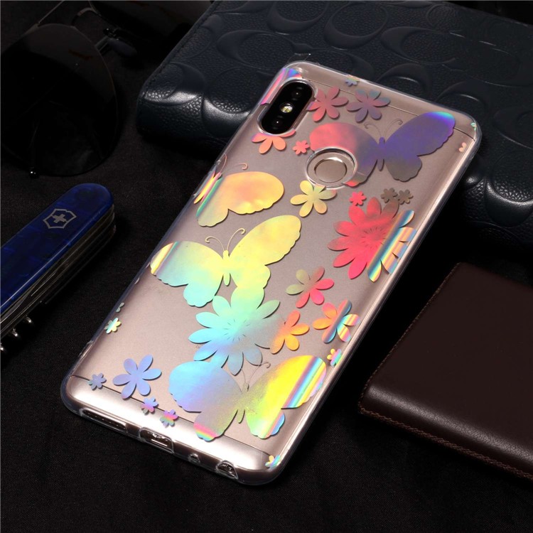 Colorful Laser Carving Patterned TPU Protective Shell for Xiaomi Redmi Note 5 Pro (Dual Camera) / Redmi Note 5 (China) - Butterflies and Flower-6