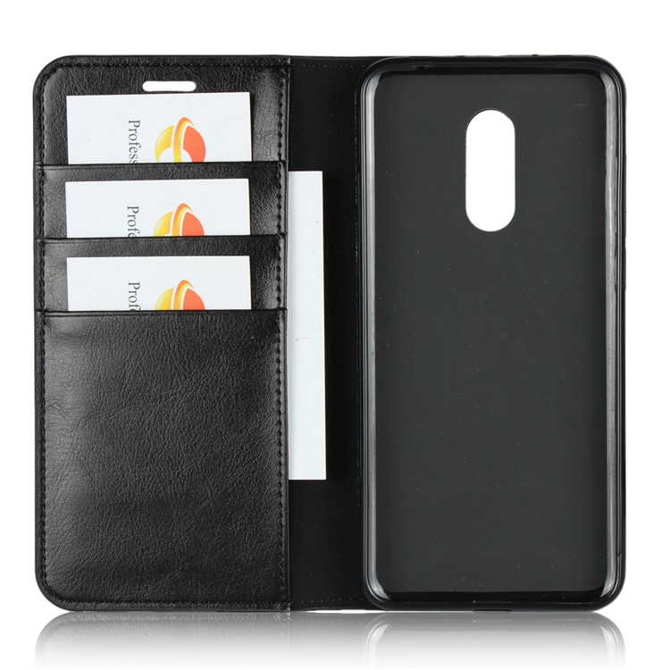Crazy Horse Genuine Leather Wallet Stand Case for Xiaomi Redmi Note 5 (12MP Rear Camera) / Redmi 5 Plus (China) - Black-4