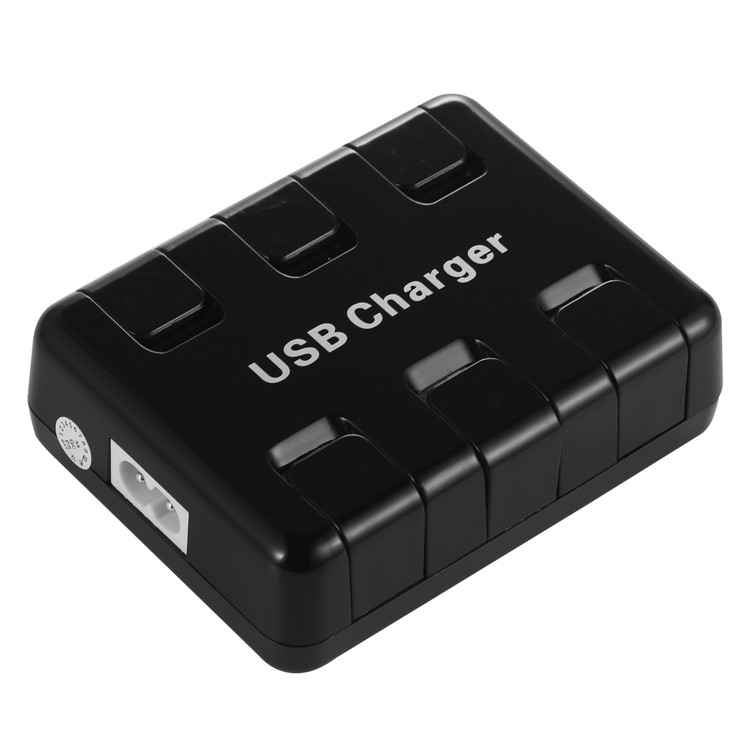 6 Puertos USB Charger Desktop Charging Dock Station Cubo Con Cubiertas a Prueba de Polvo - Negro-2